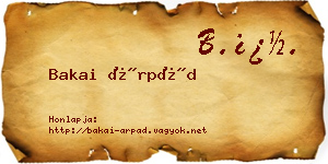 Bakai Árpád névjegykártya