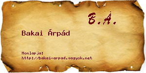 Bakai Árpád névjegykártya